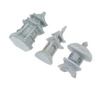 Abaodam Decorazione in Pietra Arenaria per Giardino e Scrivania, Set 3 Pezzi Mini Paesaggistico Padiglione e Lanterna, Artigianato Resistente per Uso Interno ed Esterno