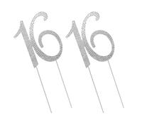 Abaodam Decorazione per Torta 16° Compleanno Strass Argento 2 Pezzi Cake Topper Numeri Scintillanti per Feste di Compleanno Anniversari e Celebrazioni Speciali