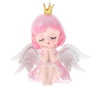 Abaodam Decorazione per Torta Bambina Angelo Rosa in Resina Statuina Fatata per Compleanni e Feste Cake Topper Miniatura Elegante per Decorazioni Torta Shower