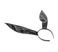 Abaodam Fascia per Chioma Comoda e Resistente Orecchie da Coniglio in Pelle Pu Nera, Accessorio Cosplay Portatile per Festival e Feste