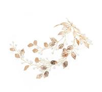 Abaodam Fascia per Chioma da Sposa Perle Oro, Delicata ed Elegante, Accessorio Handmade per Matrimonio e Festa
