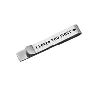 Abaodam Fermacravatta da Matrimonio Inciso Bifacciale in Acciaio Titanio, Fermacravatta per Padre della Sposa Scritta Ti Ho Amato Per, Decorazione Elegante per Abito da Lavoro e