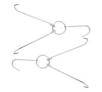 Abaodam Ganci in Acciaio Inossidabile 2 Pezzi per Carne e Pollame, Ganci Resistenti Spessore 5,6 Mm per Grigliate e Essiccazione, Uso Multiplo e Conservazione Conveniente