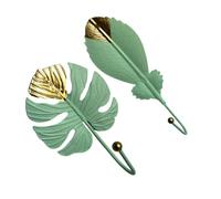 Abaodam Ganci per Appendiabiti a Forma di Foglia 2 Pezzi in Ferro Verde, Stile Semplice e Versatile per Organizzare e Decorare la Casa