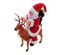 Abaodam Giocattolo Elettrico di Babbo Natale che Cavalca la Renna Funzione Musicale in Plastica per Decorazioni Natalizie e Regali di Natale