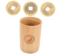 Abaodam Gioco Divinazione Monete in Rame con Vaso di bambù Vintage Strumento Interattivo Feng Shui per Divinazione I Ching Piccolo e Artistico per Amici e Casa
