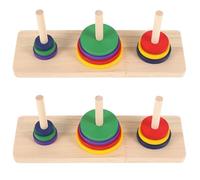 Abaodam Gioco Torre di Hanoi in Legno Colorato 2 Pezzi Puzzle Intellettuale per Adulti e Ragazzo Ragazza Stimolazione Cognitiva Gioco di Concentrazione Portatile per Feste