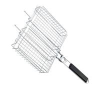 Abaodam Griglia Pieghevole Portatile in Acciaio Inox Morsetto per Rete da Barbecue, Mini Griglia da Campeggio Manico Protettivo per Pesce e Carne, Utensile per Barbecue all’Aperto e
