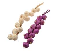 Abaodam Home Decor 2 Corde Aglio Realistico Decori Della Fattoria Corde Di Cipolla e Aglio Decorazione Della Tavola Vegetale Decorazione Vegetale Artificiale Bianca Cibo Uva Finta Schiuma