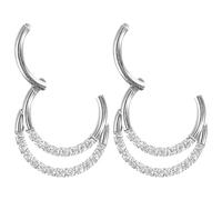 Abaodam Kit 2 Pezzi Anelli per Naso in Acciaio Inossidabile Zirconi Bianchi Gioielli per Piercing al Naso da Donna Cerchio Chiuso Decorativo per Feste e Uso Quotidiano