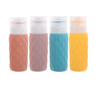 Abaodam Kit 4 Pezzi Flaconi da Viaggio in Silicone 100ml Design a Compressione e Controllo Preciso, Bottiglie Ricaricabili per Shampoo e Lozione Borsa Porta Liquidi per Viaggi