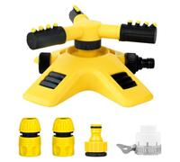 Abaodam Kit Irrigatore Rotante Automatico 360 Gradi con Connettore 1/2 Pollice in Abs per Irrigazione Giardino e Prato, Irrigatore Giallo per Annaffiatura Efficiente