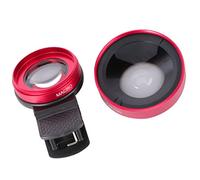 Abaodam Lenti Per Fotocamera Smartphone Grandangolare e Macro Clip Facile Da Installare Compatibile Con Smartphone e Tablet Rosso
