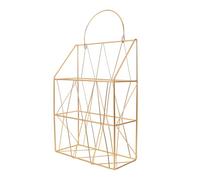 Abaodam Libreria da Parete in Ferro Robusto Porta Riviste Sospeso, Cestino Pieghevole Dorato, Organizer Salvaspazio per Casa e Ufficio, Portaoggetti da Parete 42x22x10 Cm