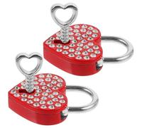 Abaodam Lucchetto a Forma di Cuore in Lega Resistente alla Ruggine Rosso Set da 2 con Chiave, Decorazione Elegante con Cristalli, per Viaggio Romantico e Armadietto