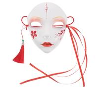 Abaodam Maschera Carnevale Donna a Copertura Completa in Plastica Bianco Design Dipinto a Mano per Party e Balli in Maschera Adulti