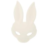 Abaodam Maschera Coniglio Bianco Mezza Faccia in PU da Dipingere Accessorio Costume Cosplay Adulti per Halloween Carnevale Festa Mascherata Compleanno Pasqua e Party Animali