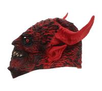 Abaodam Maschera Demone a Faccia Intera con Corna Rosse per Donne Adulte | Effetto 3d Realistico, Struttura Sottile e Flessibile, per Halloween e Cosplay, Tono Drammatico