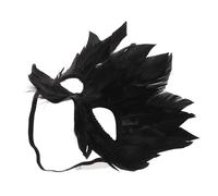 Abaodam Maschera Mezza Faccia Nera con Penne Maschera di Carnevale e Halloween Riutilizzabile in Plastica e Penne Accessorio Cosplay per Donna