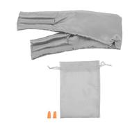 Abaodam Maschera Occhi per Dormire Regolabile in Seta Imitata con Tappi Orecchie e Sacchetto Blocco Luce Completo Fascia con Chiusura a Strappo Portatile per Sonno Viaggi e Pisolini Grigio