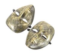 Abaodam Maschere Vintage Oro 2 Pezzi in Plastica Copertura Completa, Comode per Balli in Maschera ed Eventi Festivi Eleganti e Misteriosi