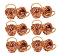 Abaodam Mini Cestini Intrecciati Manico Set da 12 Pezzi Cestini Portaoggetti e Decorazioni per Micro Paesaggi Piccoli Contenitori Rustici per Composizioni Floreali e Bomboniere