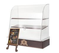 Abaodam Mini Vetrina per Torte in ABS Marrone Mobiletto da Panetteria in Miniatura per Casa delle Bambole Decorazione per Scene di Cucina e Accessori Menù Casuale