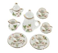 Abaodam Miniatura Tè con Teiera e Tazze Verdi con Accessori Mini Cucina per Casa delle Decorazione e Resistente Al Colore