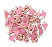 Abaodam Mollette in Legno a Forma di Cuore Rosa, Clip Leggere e Pratiche 100 per e Decorazioni Matrimonio, per Artigianali e Festa