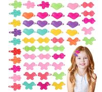 Abaodam Mollette per Chioma in Plastica Colorate 50 Pezzi Motivi Cartoni Animati Cuore Fiore Fiocco Farfalla - Fermagli Decorativi per Bambine per Compleanni e Feste Colore Colore Casuale