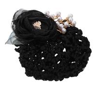 Abaodam Mollettone a Fiore Nero e Metallo per Chignon | Rete per Chioma, Stile Classico e Bello, Accessorio per Lavoratrici di Banca e Cameriere D'albergo