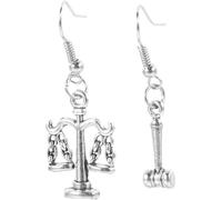 Abaodam Orecchini Donna Pendenti Giustizia in Metallo con Design Bilancia e Martello Piccoli Gioielli Moda Legale Eleganti e Versatili per Uso Quotidiano