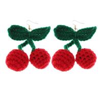 Abaodam Orecchini Pendenti a Forma di Ciliegia in Filato per Donna e Ragazza, Decorazione Creativa in Stoffa, la Vita Quotidiana e Raduni,