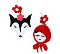 Abaodam Orecchini Pendenti Cappuccetto Rosso e Lupo in Acrilico Design Unico e Tema Cartone Animato, Leggeri e Confortevoli per Ragazze in Varie Occasioni