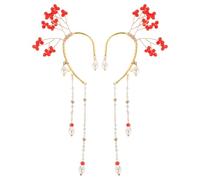 Abaodam Orecchini Pendenti Nappe di Cristallo Rosse Artigianali a Mano Clip per Cartilagine Donna Gioielli Elfi e Fate per Feste e Cosplay Set 1 Paio