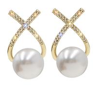 Abaodam Orecchini Perle Vere e Strass Per Donne Gioielli Di Moda Orecchini Perle Per Donne e Ragazze Accessori Per Compleanni e Anniversari