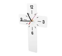 Abaodam Orologio da Parete Bordi Lisci per Cameretta Silenzioso Croce in Acrilico Bianco Design Minimalista Ispirato alla Spiritualità, Sicuro