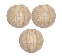 Abaodam Paralume a Globo di Lino Boho 3 Pezzi, Lanterna Decorativa Rotonda Sospesa per Feste e Matrimoni, Lanterna da Fattoria Riutilizzabile per Decorazioni Interne ed Eventi