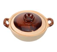 Abaodam Pentola di Terracotta per Stufati 500 Ml Doppia Maniglia, Casseruola da Cucina Resistente al Calore per Cottura Casalinga di Pollo Brasato e Zuppe