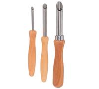 Abaodam Perforatore Rotondo in Acciaio Inox con Manico in Legno, Set da 3 Utensili per Sculture in Argilla e Terracotta, Strumenti per Punzonatura e Modellazione Artigianale