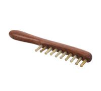 Abaodam Pettine Massaggiante in Legno per Cuoio Capelluto Corno di Pecora, Pettine Guasha a Denti Larghi per Massaggio Meridiano, Strumento Portatile per Rilassamento dei Chioma Ricci