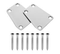 Abaodam Piastra del Manico per Basso Elettrico in Metallo con Viti di Montaggio, Set 2 Pezzi Argento, Rinforzo Stabile per Chitarra Elettrica, Accessori per Riparazioni Fai da Te