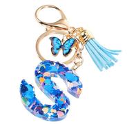 Abaodam Portachiavi Lettera S con Decorazione a Forma di e Nappa Decorativa in Charm per Borsa e Zaino Accessorio Donna Bambina Regalo per Compleanno e Natale