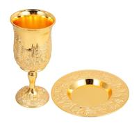 Abaodam Set 1 Coppa Kiddush Metallo Placcato Argento con Piattino per Vino Pasquale Shabbat, Tazza Havdalah Resistente per Cerimonie Judaica e Offerte Rituali