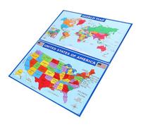 Abaodam Set 1 Poster Mappa Geografica Resistente per Apprendimento Domestico e Scolastico Carta Uv, Mappa del Mondo degli Stati Uniti per Studenti e Adolescenti