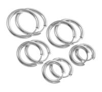 Abaodam Set 10 Orecchini a Cerchio Unisex in Acciaio Inox 316l Argento, Mini e Grandi Dimensioni, Leggeri e Ipoallergenici per Uso Quotidiano e Eventi Speciali