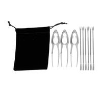 Abaodam Set 10 Pezzi Utensili per Crostacei in Acciaio Inossidabile con Borsa, Pinze e Forchette per Granchio e Aragosta, Design Elegante per Feste e Ospitalità
