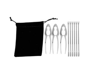 Abaodam Set 10 Pezzi Utensili per Crostacei in Acciaio Inossidabile con Borsa, Pinze e Forchette per Granchio e Aragosta, Design Elegante per Feste e Ospitalità