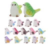 Abaodam Set 16 Pezzi Mini Uccelli in Resina Colorati Statuette di Uccelli in Miniatura per Decorazioni Giardino Fatato Accessori per Case delle Bambole e Ornamenti per Torte
