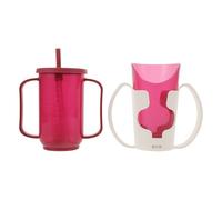 Abaodam Set 2 Bicchieri per Anziani da 250 Ml in Plastica Antigoccia Beccuccio Angolato e Doppia Maniglia Tazze per Assistenza Disfagia e Alimentazione Liquida per Pazienti Costretti a